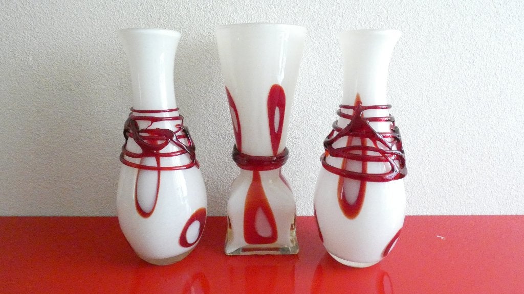 glas kunst Opaline vazen set [1318], Antiek en Kunst, Ophalen