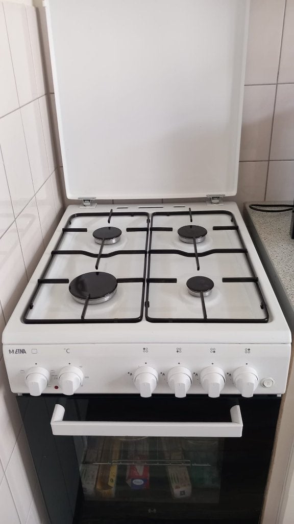 4 pits gasfornuis Etna met oven, Witgoed en Apparatuur, Fornuizen, Ophalen, 60 cm of meer, 4 kookzones, Zo goed als nieuw
