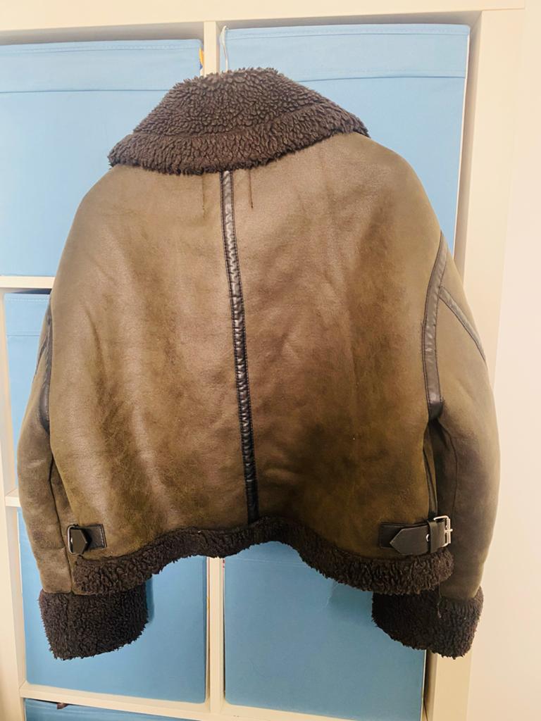 Zara pilotenjack met teddy voering, Kleding | Dames, Jassen | Winter, Ophalen of Verzenden, Zo goed als nieuw, Maat 36 (S), Groen