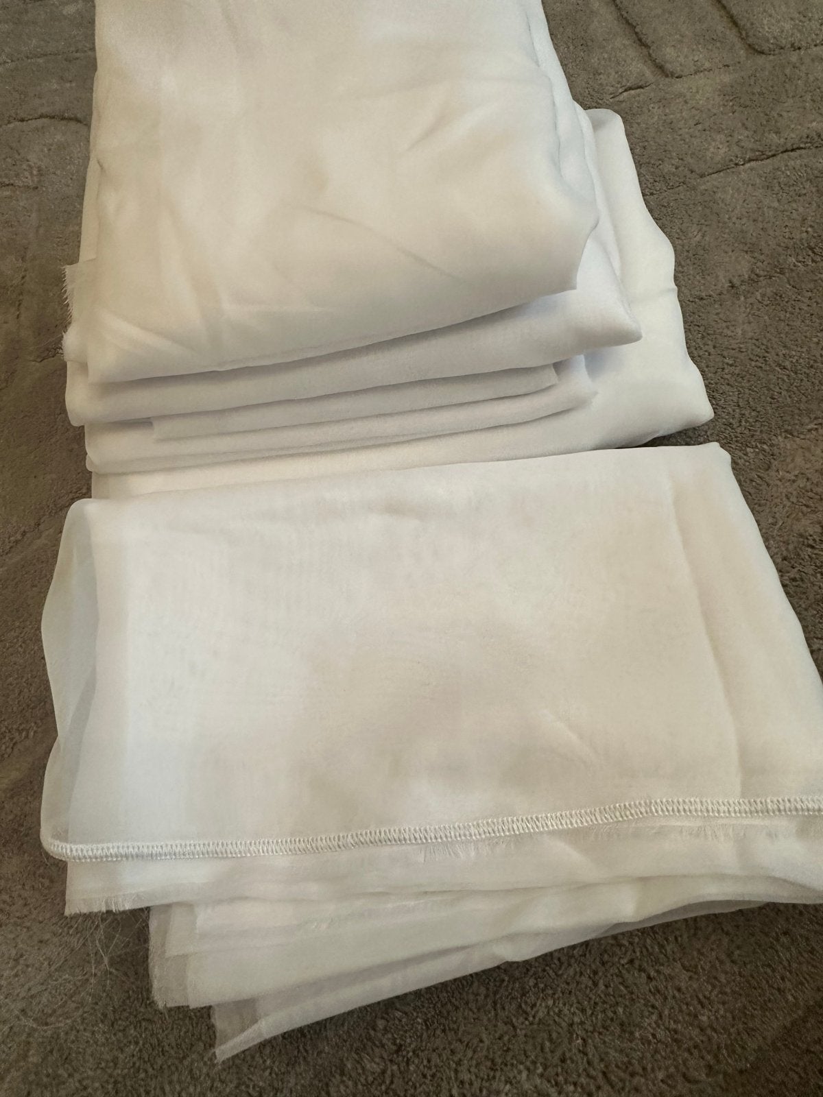 6x Witte tule stofstukken, Overige materialen, Gebruikt, Wit, Ophalen of Verzenden