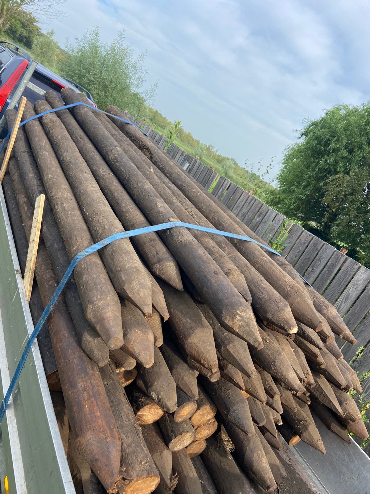 Gecreosoteerde palen 12cm dik - 2,5 meter lang, Ophalen, Zo goed als nieuw, 250 cm of meer, Palen