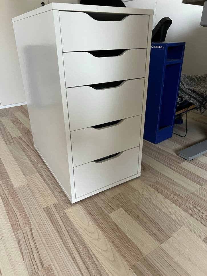 IKEA Alex ladeblok met 5 laden - Wit, Ophalen, Overige materialen, Minder dan 50 cm, Gebruikt