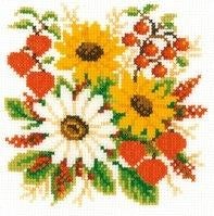 Borduurpakket Zonnebloemen met lampionplant 70348, Geen, Geen, Nieuw, Ophalen of Verzenden