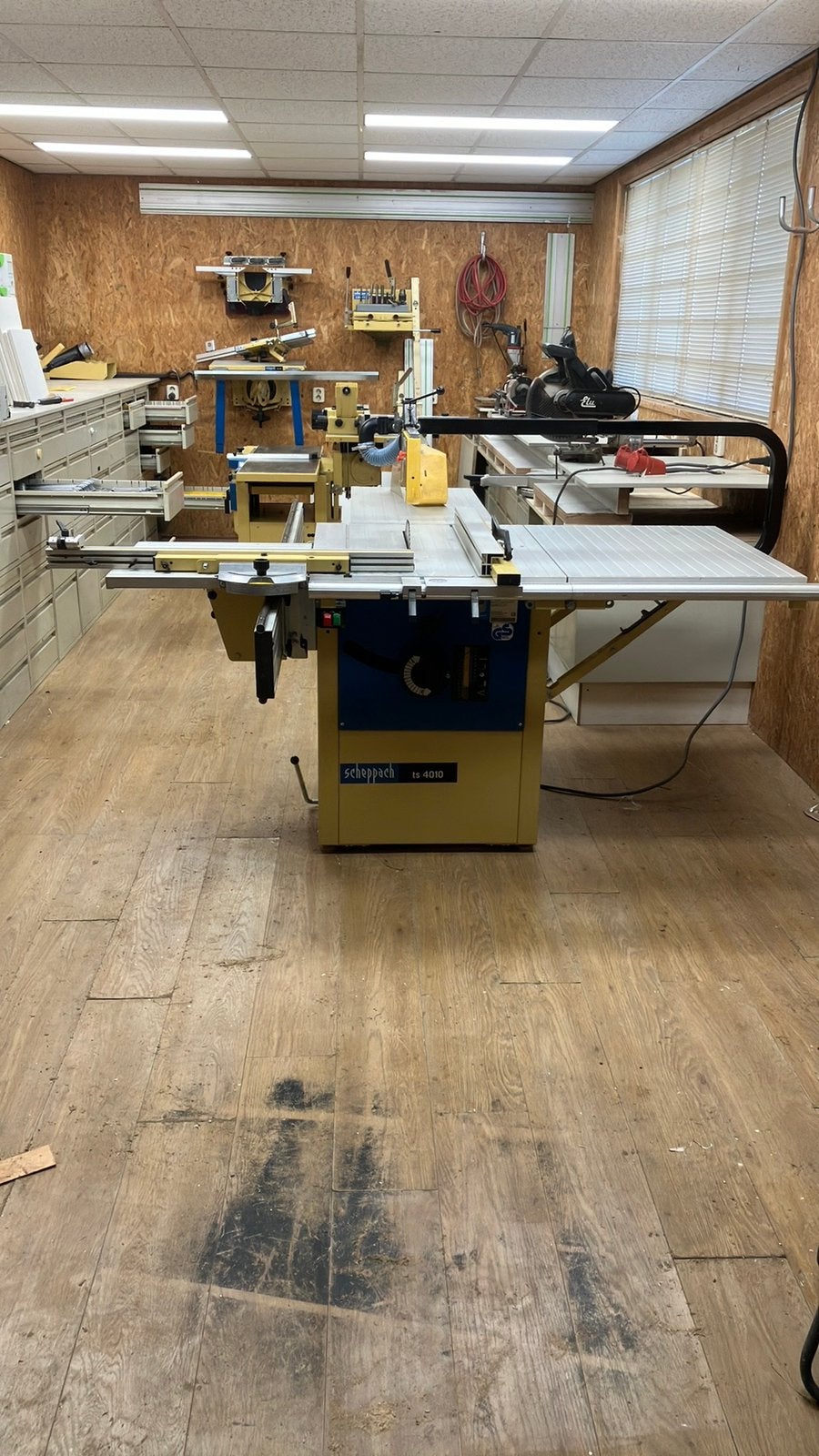 scheppach zaagtafel,TS4010 compleet met afzuiging,400 v,, Ophalen, Gebruikt, Cirkelzaag, 1200 watt of meer