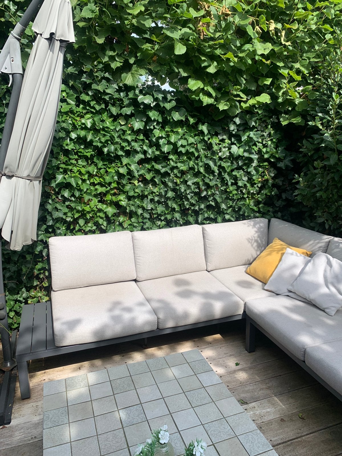Loungebank tuin lichtgrijs, Tuin en Terras, Ophalen, Zo goed als nieuw