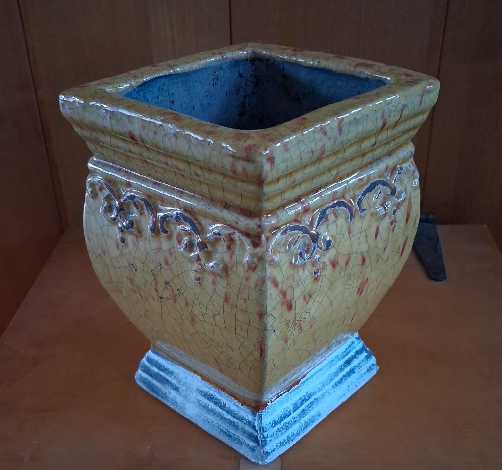 Prachtige Vintage-Stijl Keramische Bloempot, Gebruikt, Vierkant, Binnen, Ophalen of Verzenden