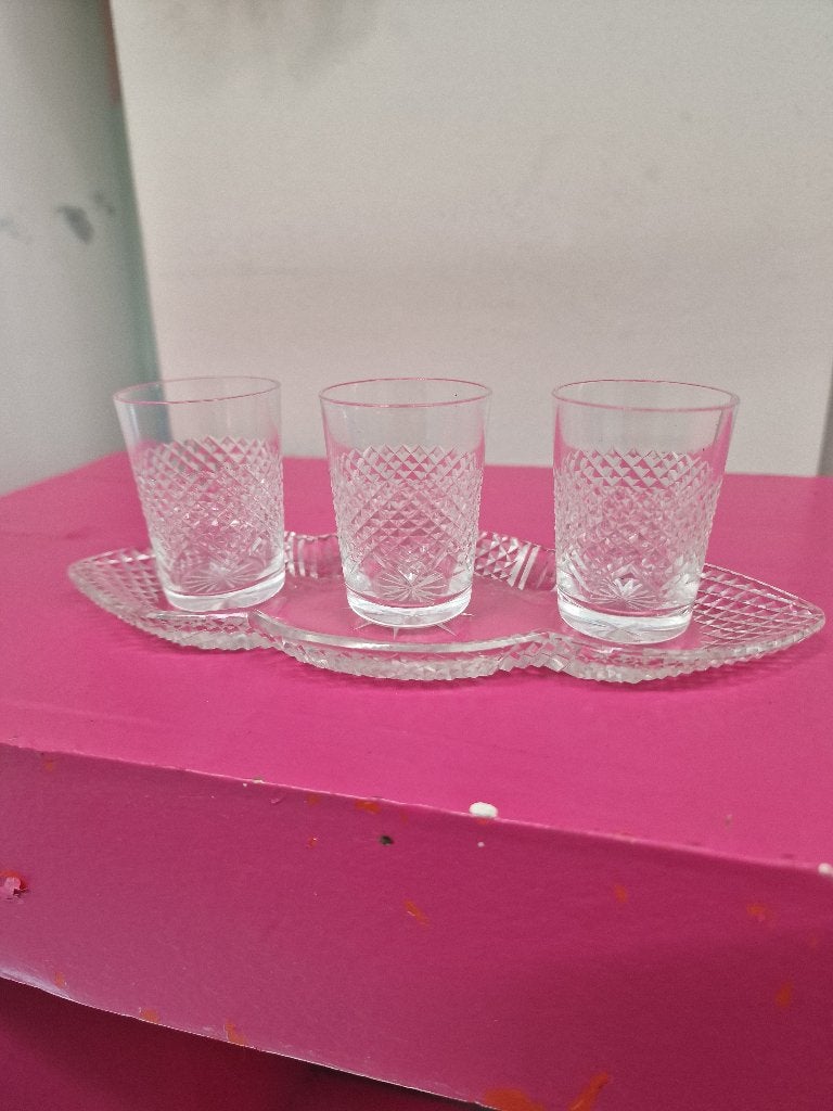 Vintage Kristallen Likeurset 4-delig, Ophalen of Verzenden
