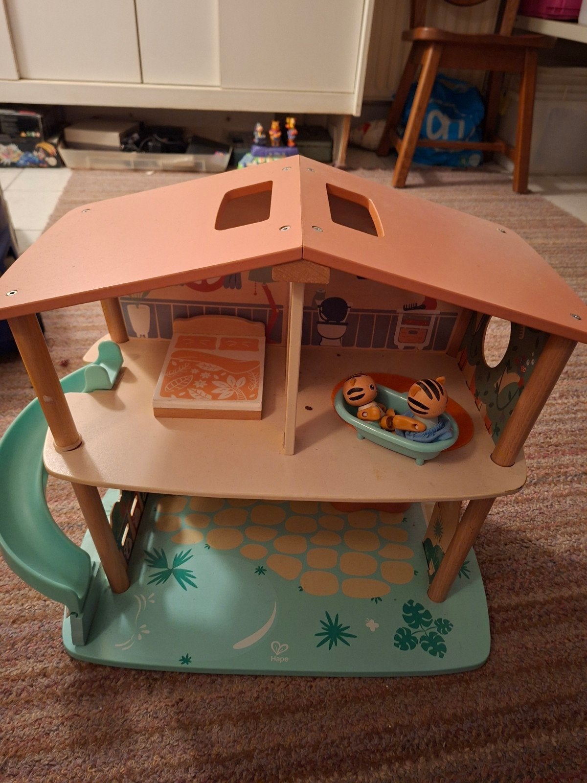 Houten poppenhuis, Kinderen en Baby's, Speelgoed | Poppenhuizen, Ophalen, Zo goed als nieuw, Poppenhuis