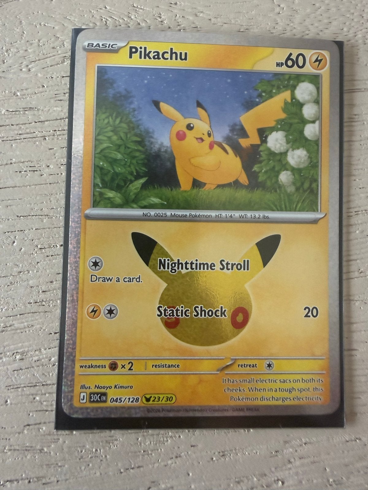 Pikachu Pokémon kaart 045/128 - Basic 60 HP, Ophalen of Verzenden, Gebruikt, Losse kaart