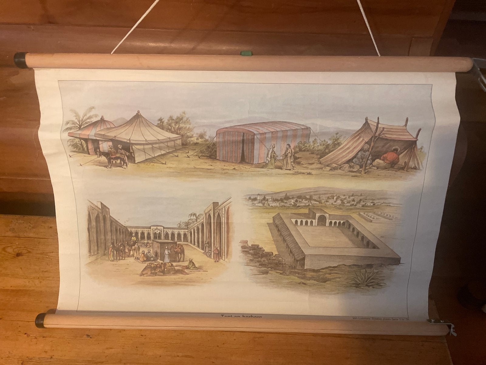 Vintage schoolplaat 'Leven van Abraham' - Bijbelse geschiede, Ophalen of Verzenden