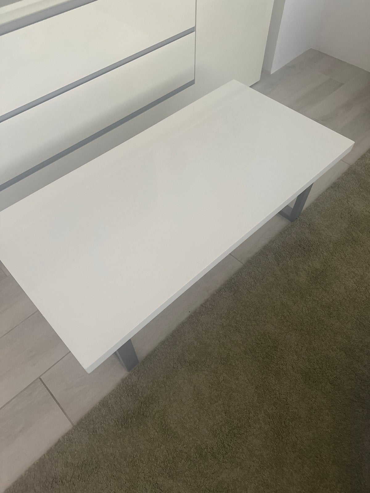 Salontafel hoogglans wit - Modern en stijlvol, Ophalen, Kunststof, Gebruikt, 100 tot 150 cm