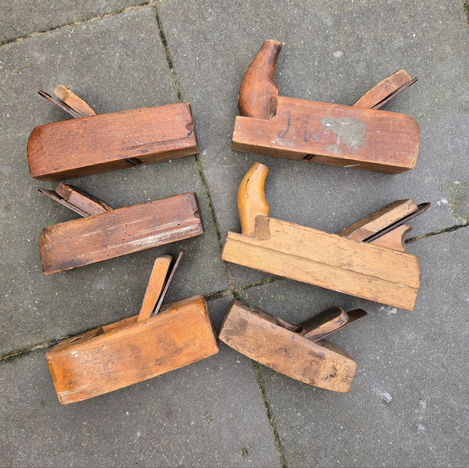 6 vintage houten schaven – Authentiek gereedschap / Decorati, Ophalen of Verzenden