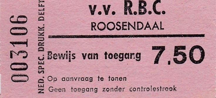 Ticket RBC 1980's, Verzenden, Gebruikt, Feyenoord, Overige typen