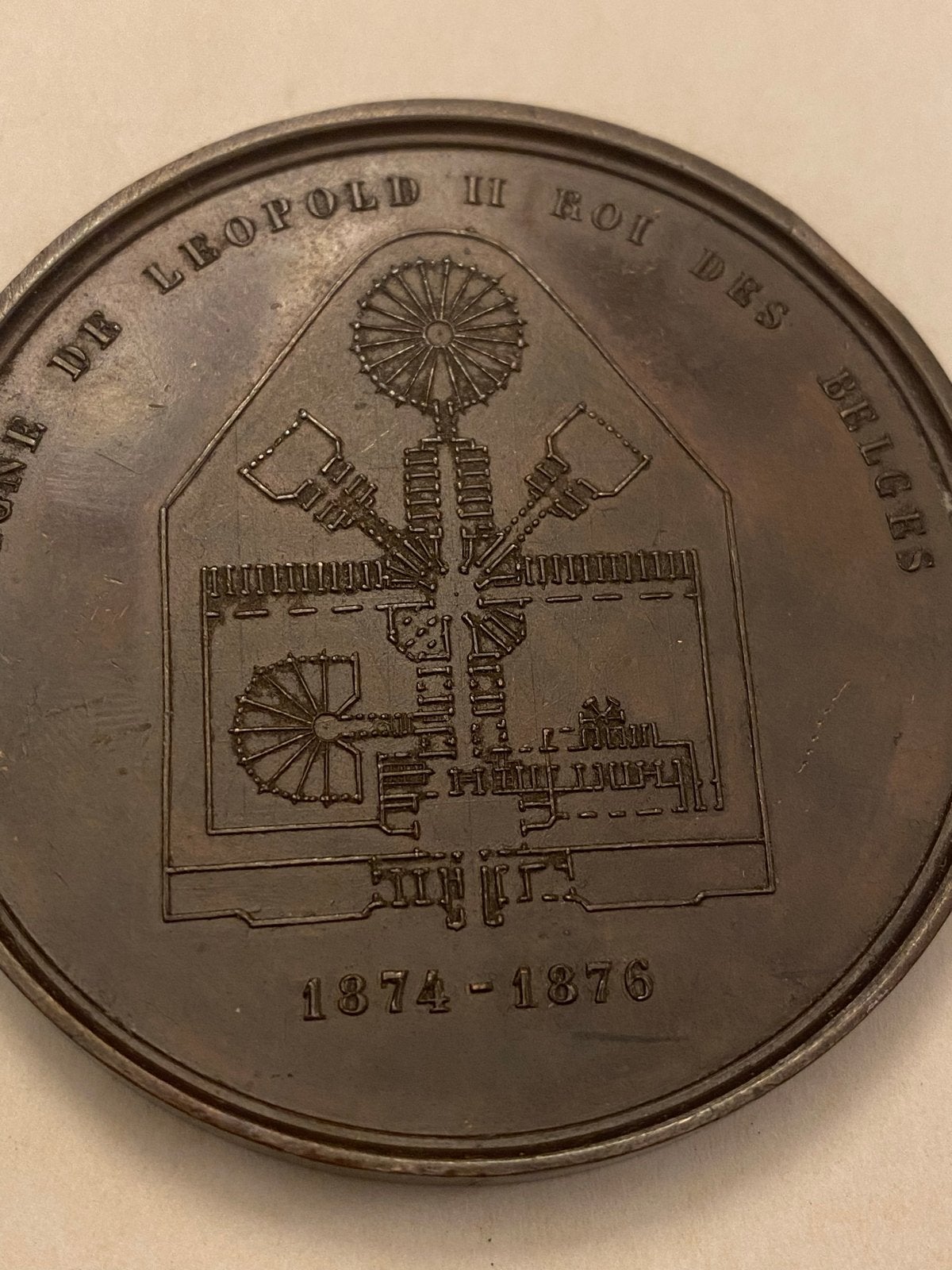 Historische Medaille Leopold II Gevangenis Namen 1874-1876, Ophalen of Verzenden, Brons, Buitenland