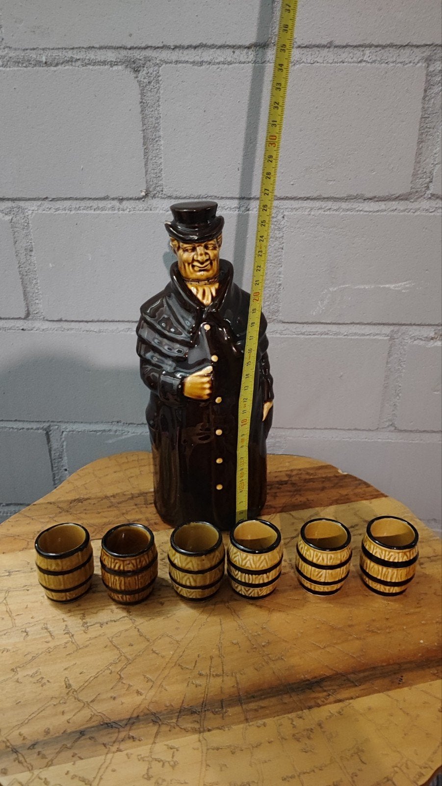 Vintage Monnik Karaf met 6 Borrelglaasjes, Antiek en Kunst, Ophalen of Verzenden
