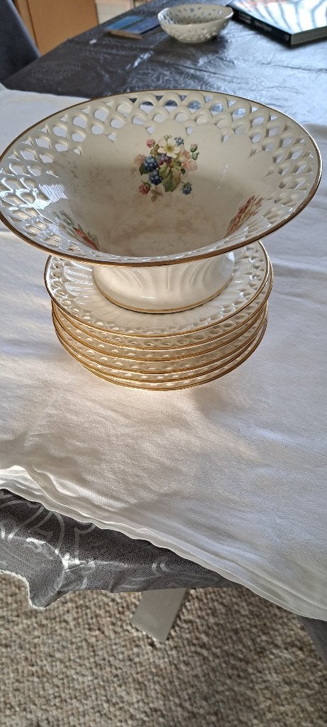Antiek porseleinen fruitservies Max Roesler Rodach, Ophalen of Verzenden