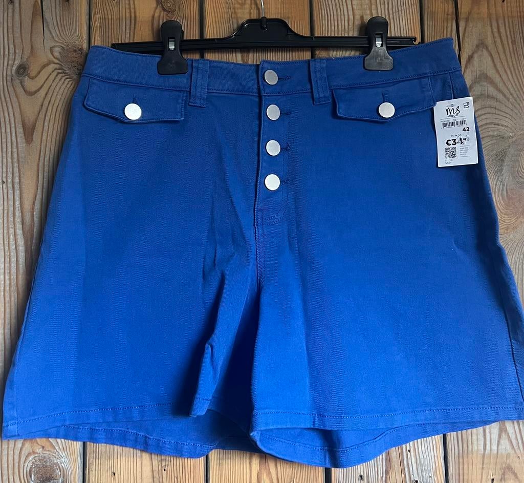 Nieuwe blauwe short MS Mode maat 42, Ophalen of Verzenden, Nieuw, Blauw, Overige jeansmaten