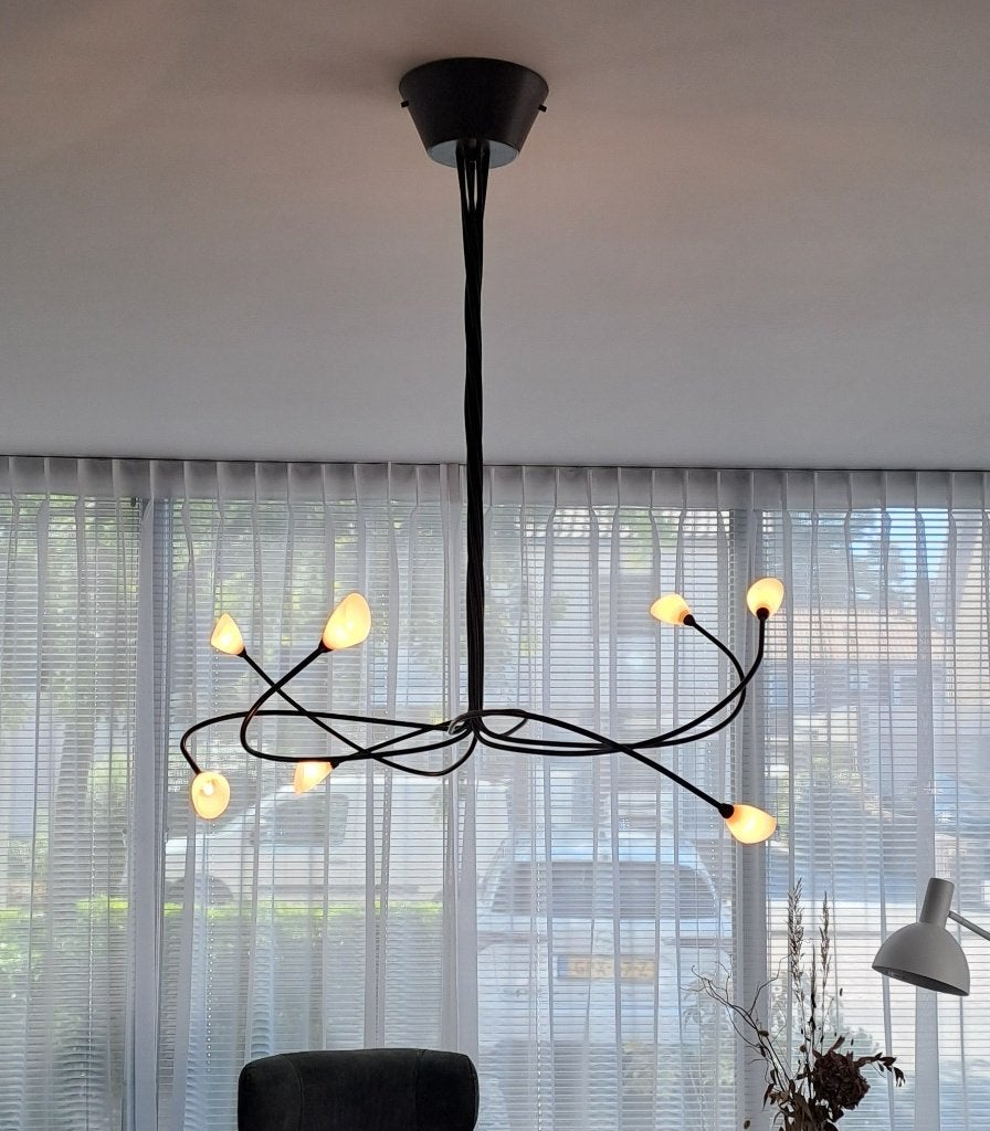 Plafondlamp met glazen kelken, Ophalen, Gebruikt, Inclusief lichtbron, 72 cm