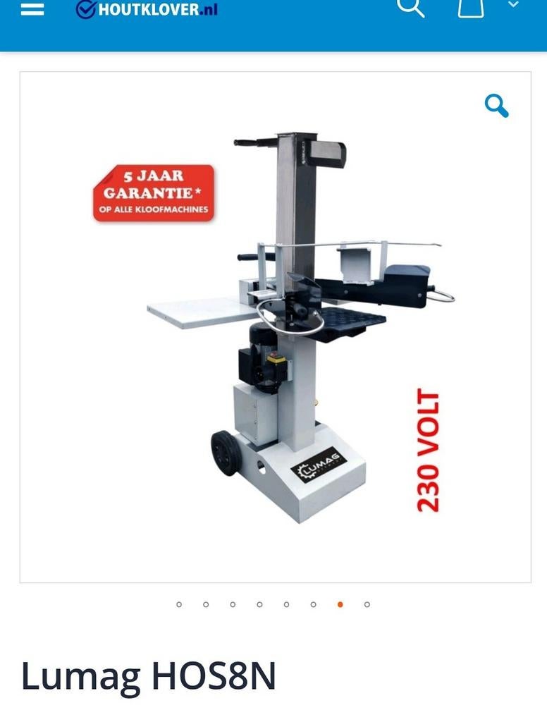 Professionele houtklover (8 Ton)  op 230Volt te huur, Tuin en Terras, Kloofmachines, Ophalen, Zo goed als nieuw, Elektrisch, Lumag