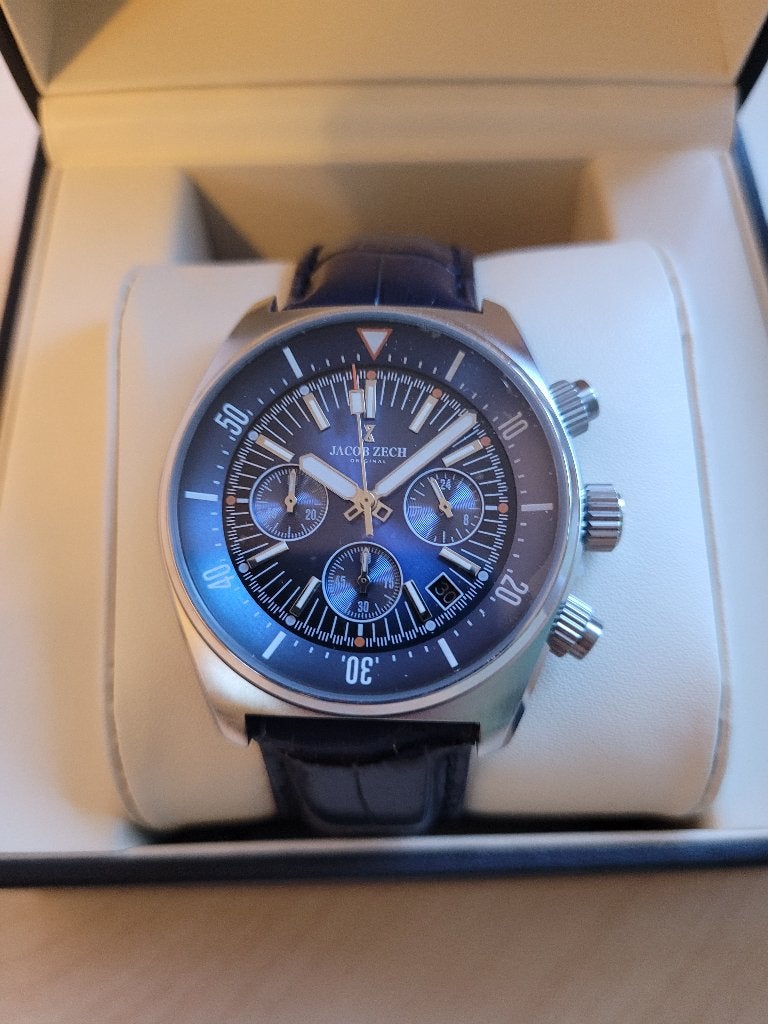 Jacob Zech Vienna horloge t.w.v € 399 NIEUW!, Sieraden, Tassen en Uiterlijk, Blauw, Nieuw, Ophalen of Verzenden, Waterdicht