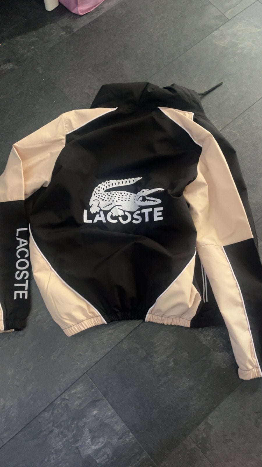 Lacoste windjack zwart/beige, Ophalen, Zo goed als nieuw, Maat 38/40 (M), Zwart