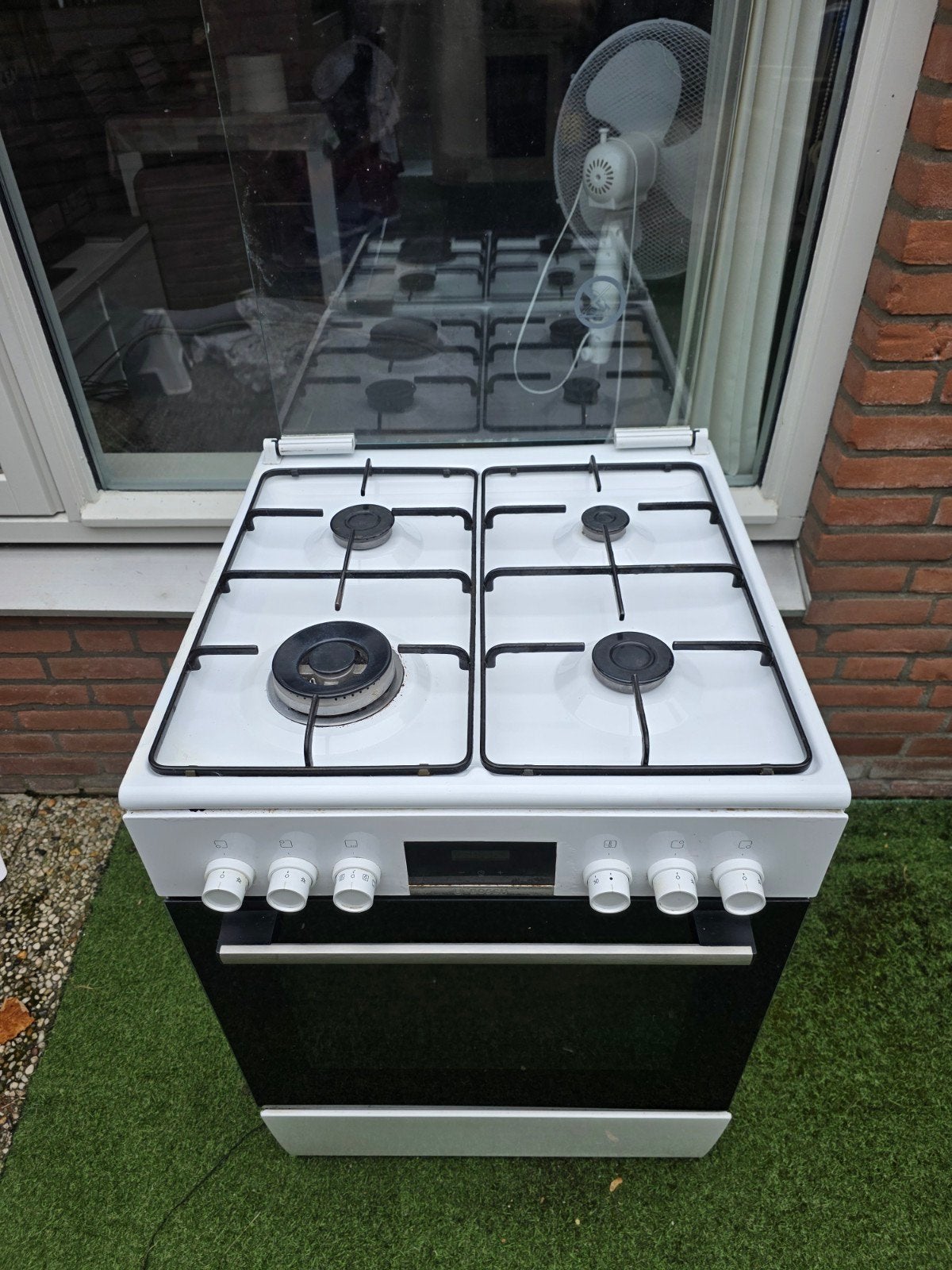 Bosch Gasfornuis met Oven - Wit, Witgoed en Apparatuur, Ophalen, Gebruikt, 4 kookzones, Gas