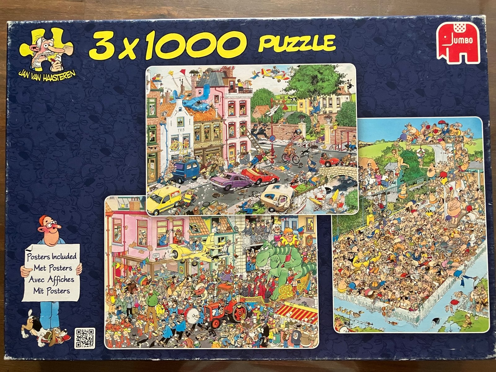 Jan van Haasteren 3x1000 puzzel, Ophalen of Verzenden, 500 t/m 1500 stukjes, Zo goed als nieuw, Legpuzzel