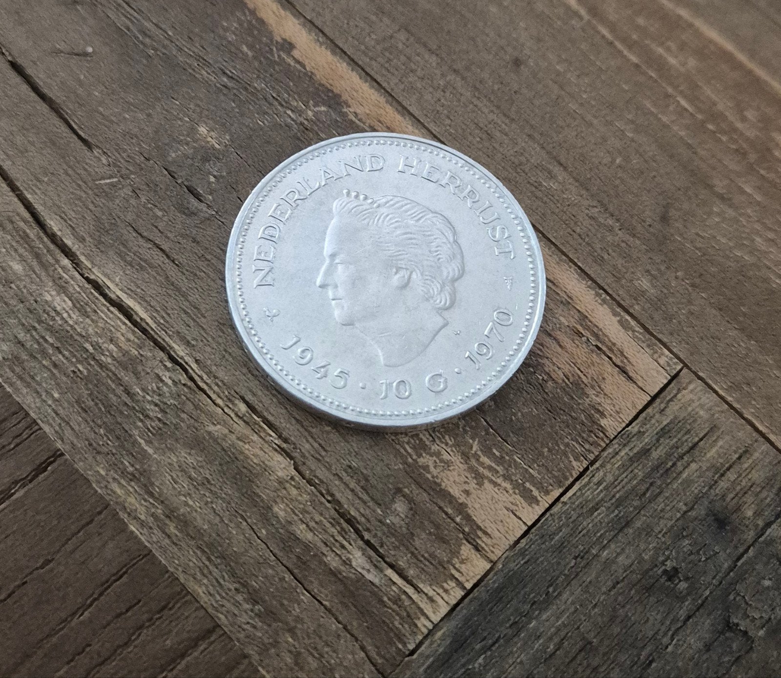 Zilveren 10 gulden 1970(UNC kwaliteit), Ophalen, Koningin Juliana, Zilver, Losse munt