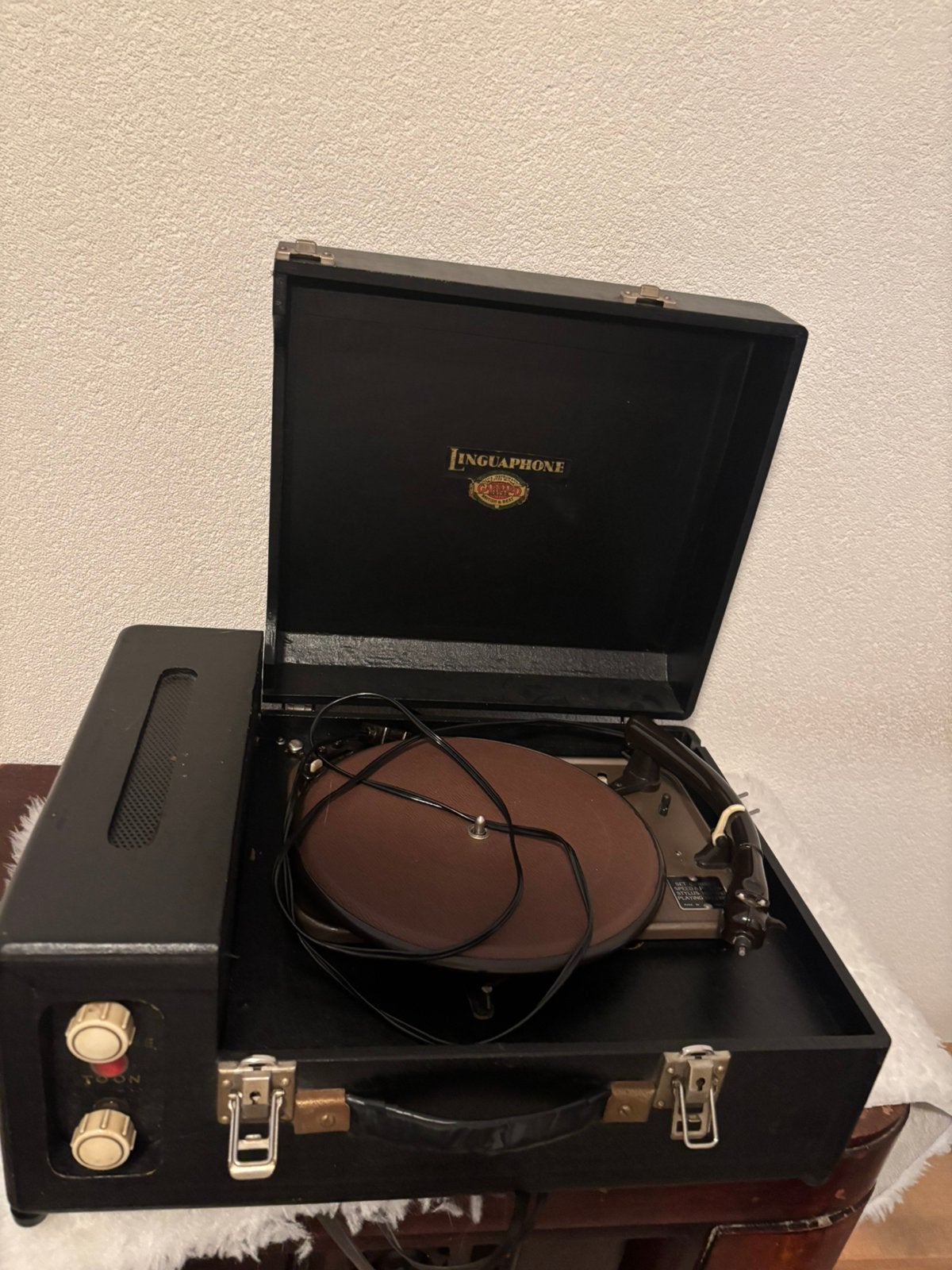 Vintage Linguaphone koffergrammofoon,, Ophalen