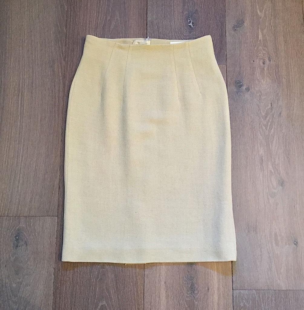 ZGAN naturel net rokje linnen/wol mix (Leeser Studio); mt 36, Beige, Ophalen of Verzenden, Zo goed als nieuw, Knielengte