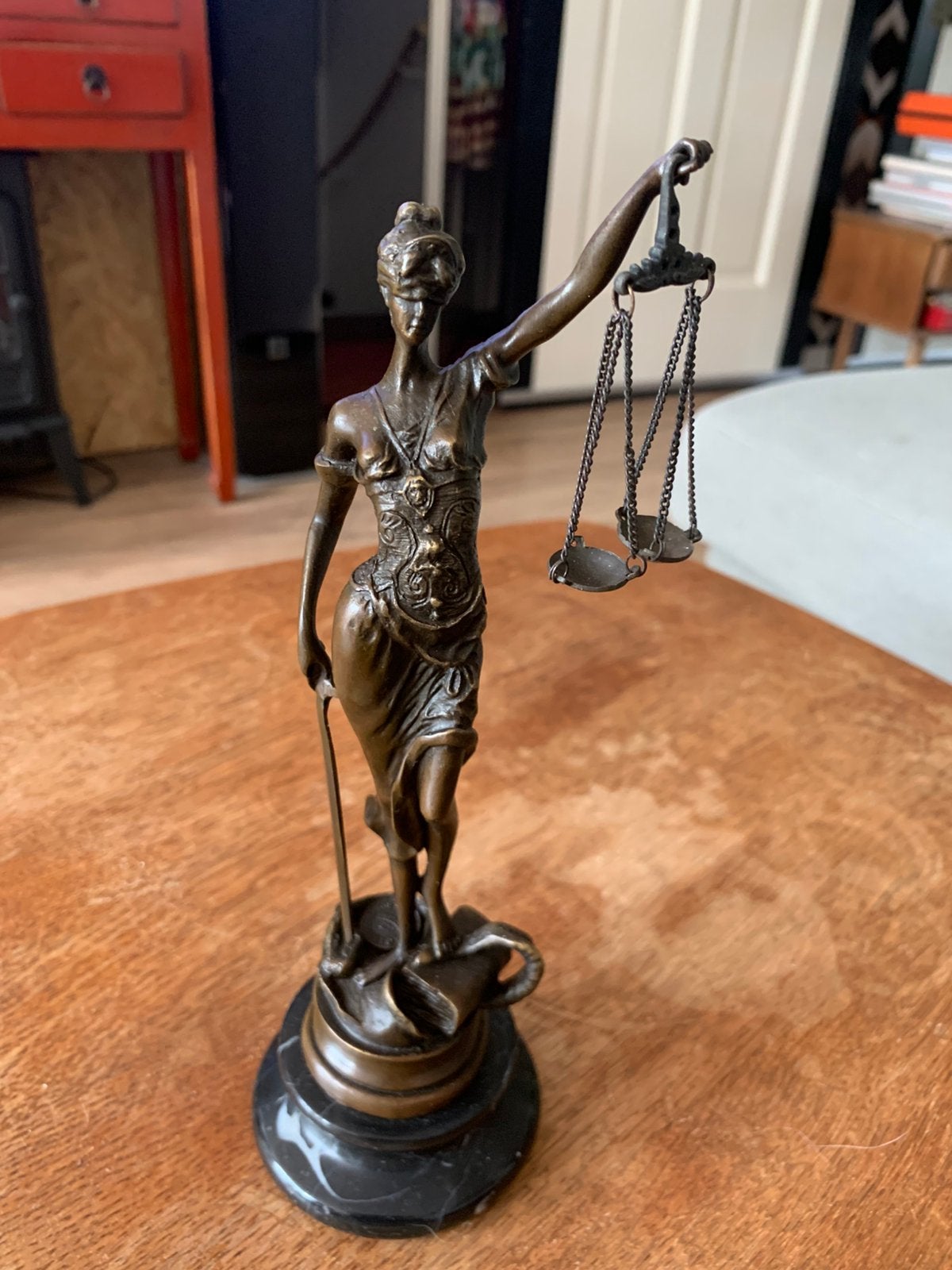 Lady Justice massief brons 23,5 cm, Ophalen of Verzenden
