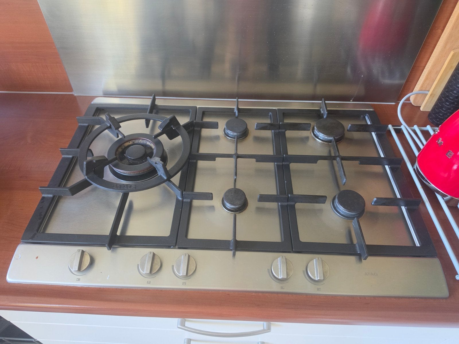 Atag gasfornuis 5 pitten, Gebruikt, Minder dan 85 cm, Inbouw, Gas
