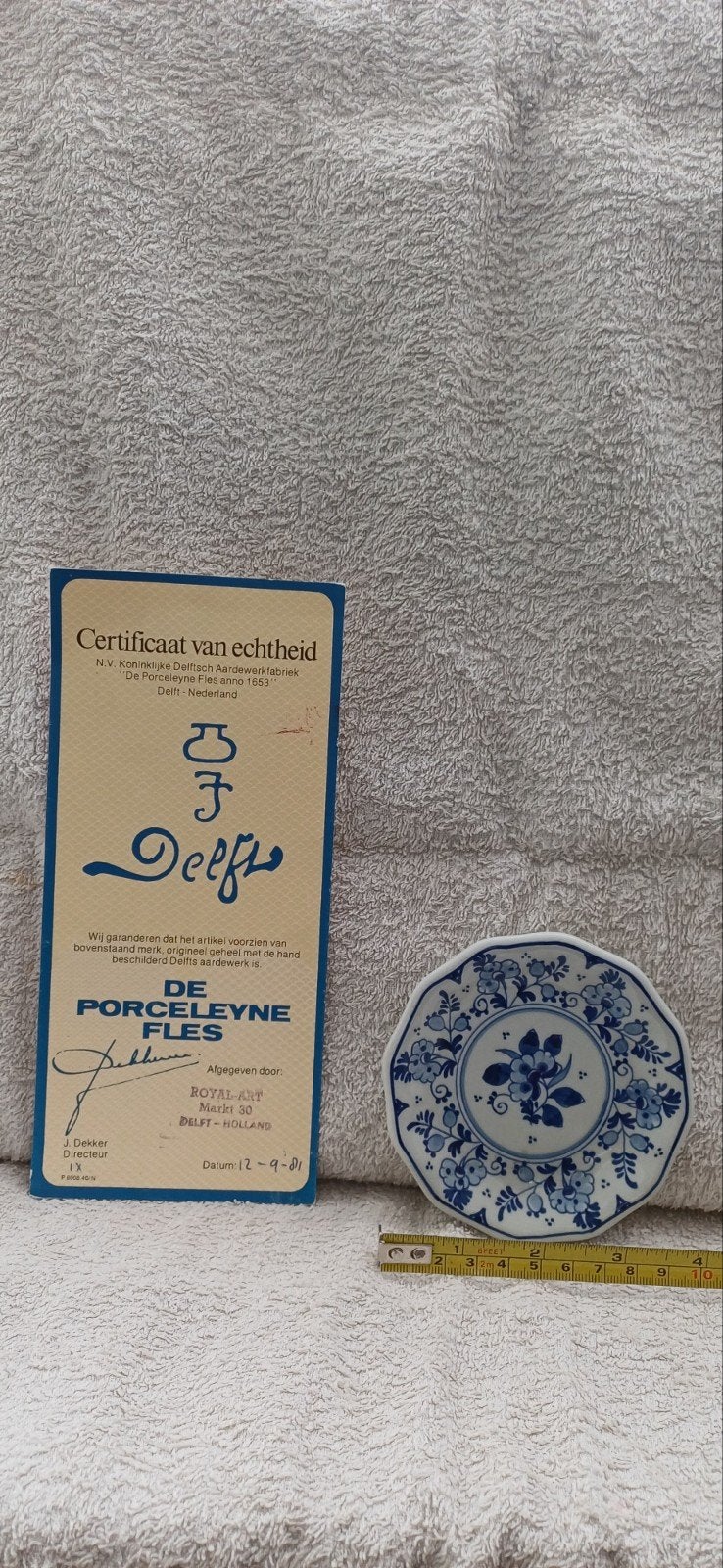 Delfts Blauw sierbordje (10 cm)met certificaat, Antiek en Kunst, Ophalen of Verzenden
