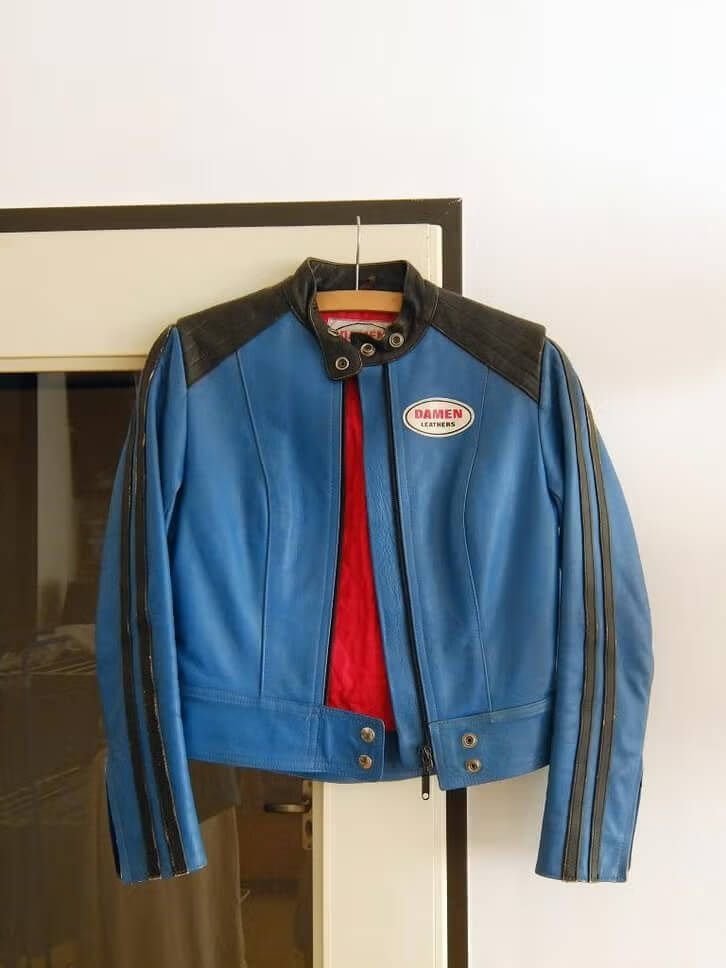 Dames Motorjas Retro Vintage Leer – Maat S, Blauw, Damen, Ophalen of Verzenden, Maat 36 (S)