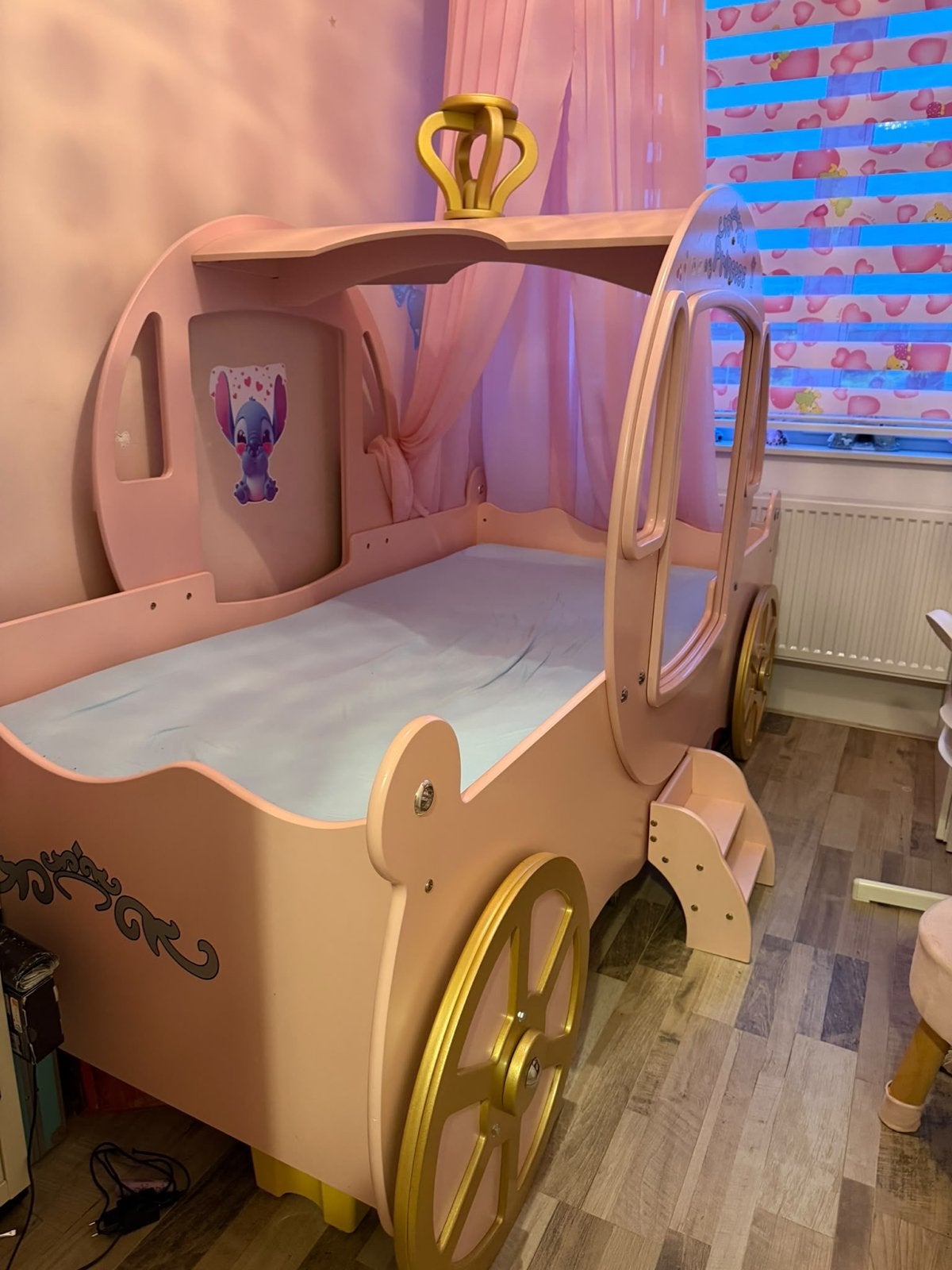 Prinsessenkoetsbed Roze - Zo goed als nieuw, Kinderen en Baby's, Ophalen, 85 tot 100 cm, Zo goed als nieuw, Lattenbodem