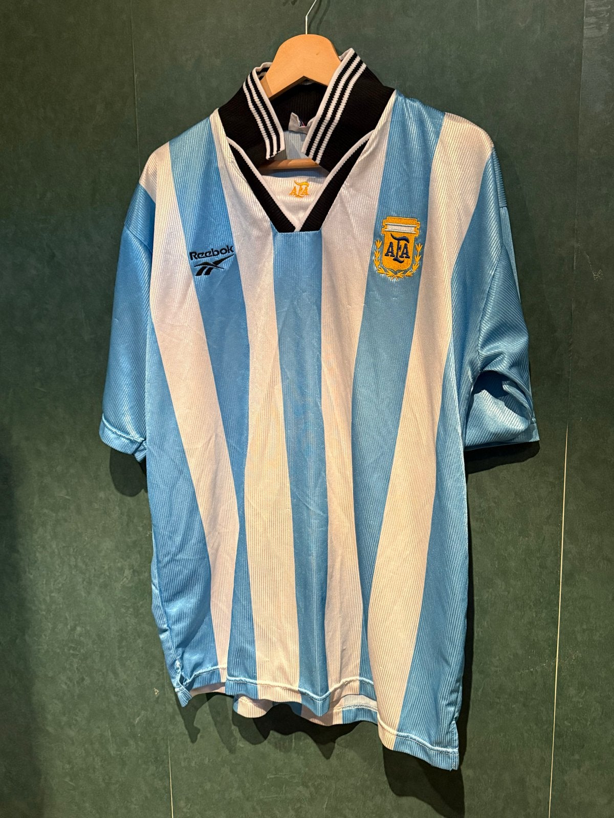 Vintage Argentinië Jaren '90 Thuisshirt - Reebok, Maat L, Ophalen of Verzenden, Gebruikt, Shirt