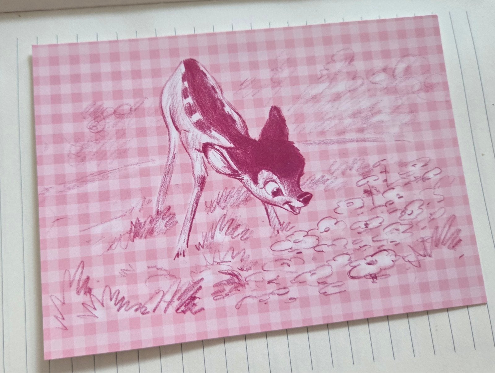 Disney Bambi - Roze geruit, Verzamelen, Verzenden, 1960 tot 1980, Ongelopen, Kinderen
