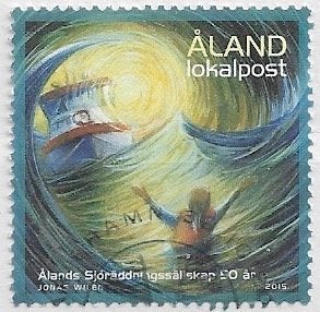 ALAND (Lokalpost)zegel 50 jaar Alandse Reddingsbrigade 2015, Verzenden, Finland, Gestempeld