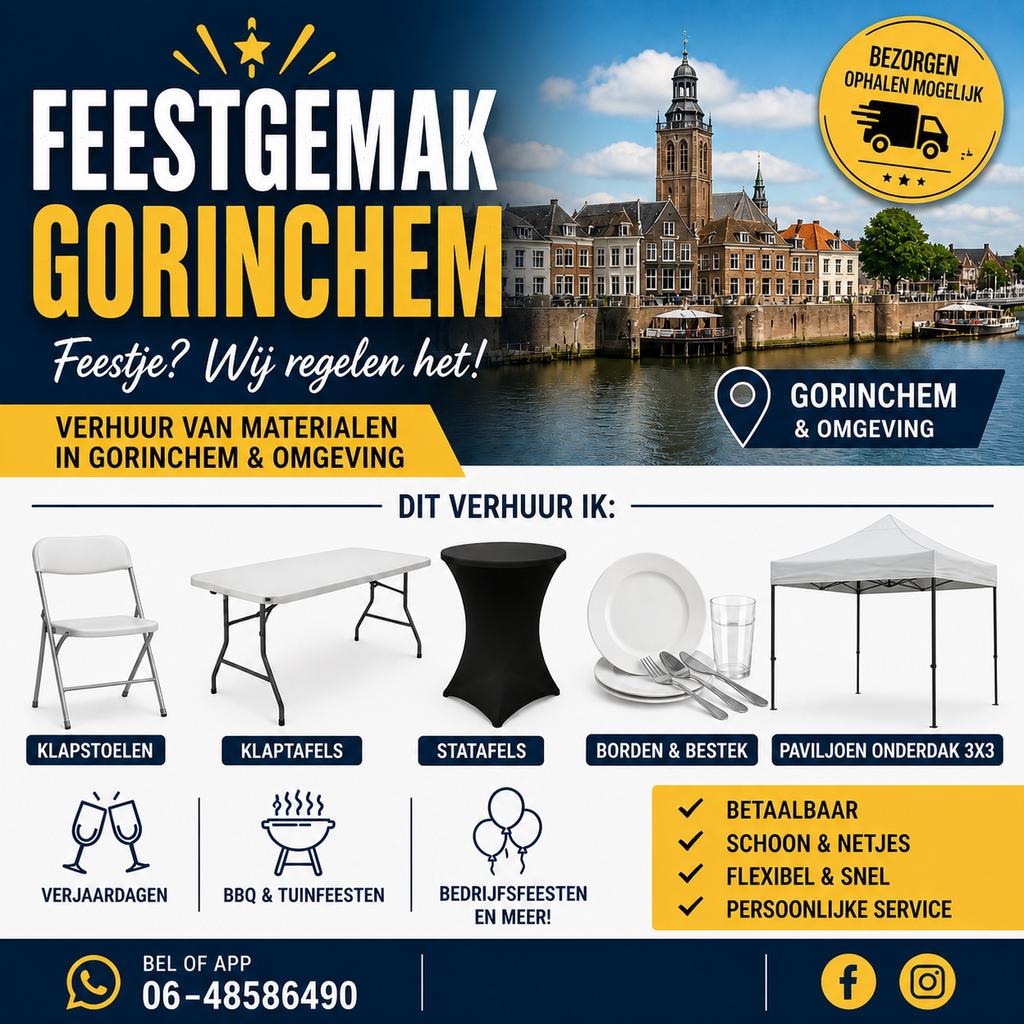Feestgemak Gorinchem “Feestje? Wij regelen het.”, Ophalen of Verzenden, Zo goed als nieuw, Verjaardag