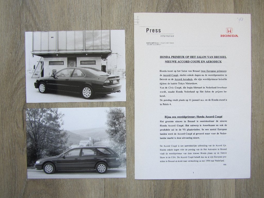 Honda Accord Press Information en Persbericht 1979 - 1993, Ophalen of Verzenden, Zo goed als nieuw, Honda, Honda