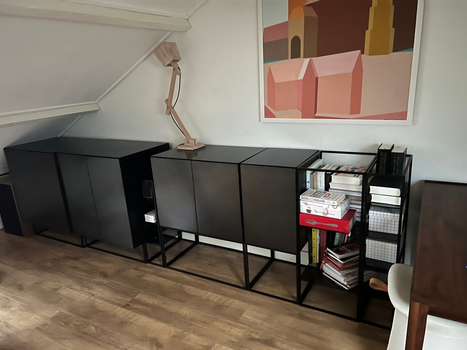 Pastoe Vision kasten jaren 70 vintage moderne stijl zwart, Ophalen, Met plank(en), Gebruikt, 200 cm of meer