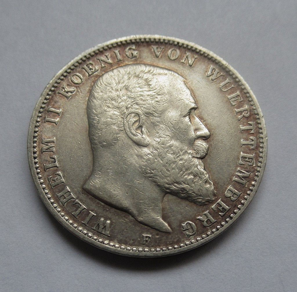 Württemberg 3 mark 1908, Verzenden, Duitsland, Zilver
