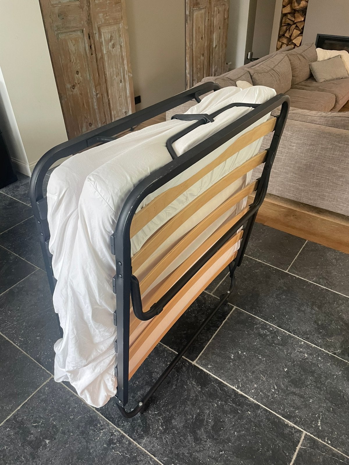 Vouwbed, Ophalen, Eenpersoons, Zo goed als nieuw, 80 cm