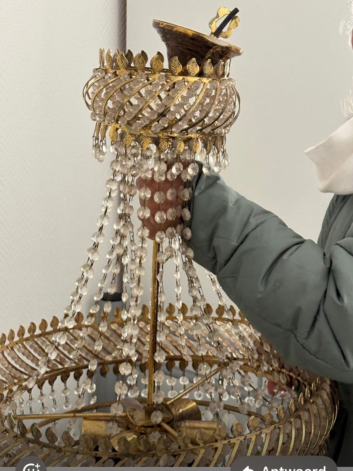Prachtige Kroonluchter met Kristallen Pegels, Ophalen of Verzenden, Gebruikt, Glas