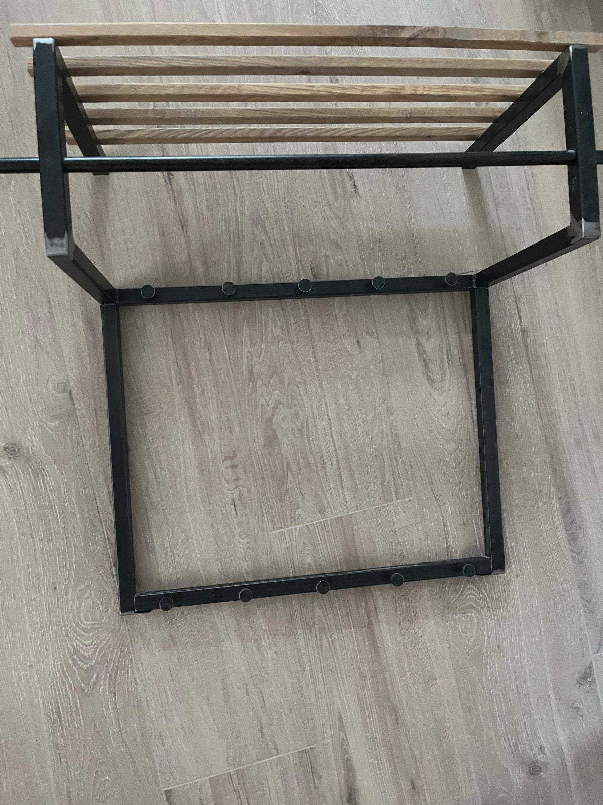 Wandkapstok (73 cm) met hoedenplank en 10 haken, Huis en Inrichting, Gebruikt, Minder dan 100 cm, Metaal, Ophalen