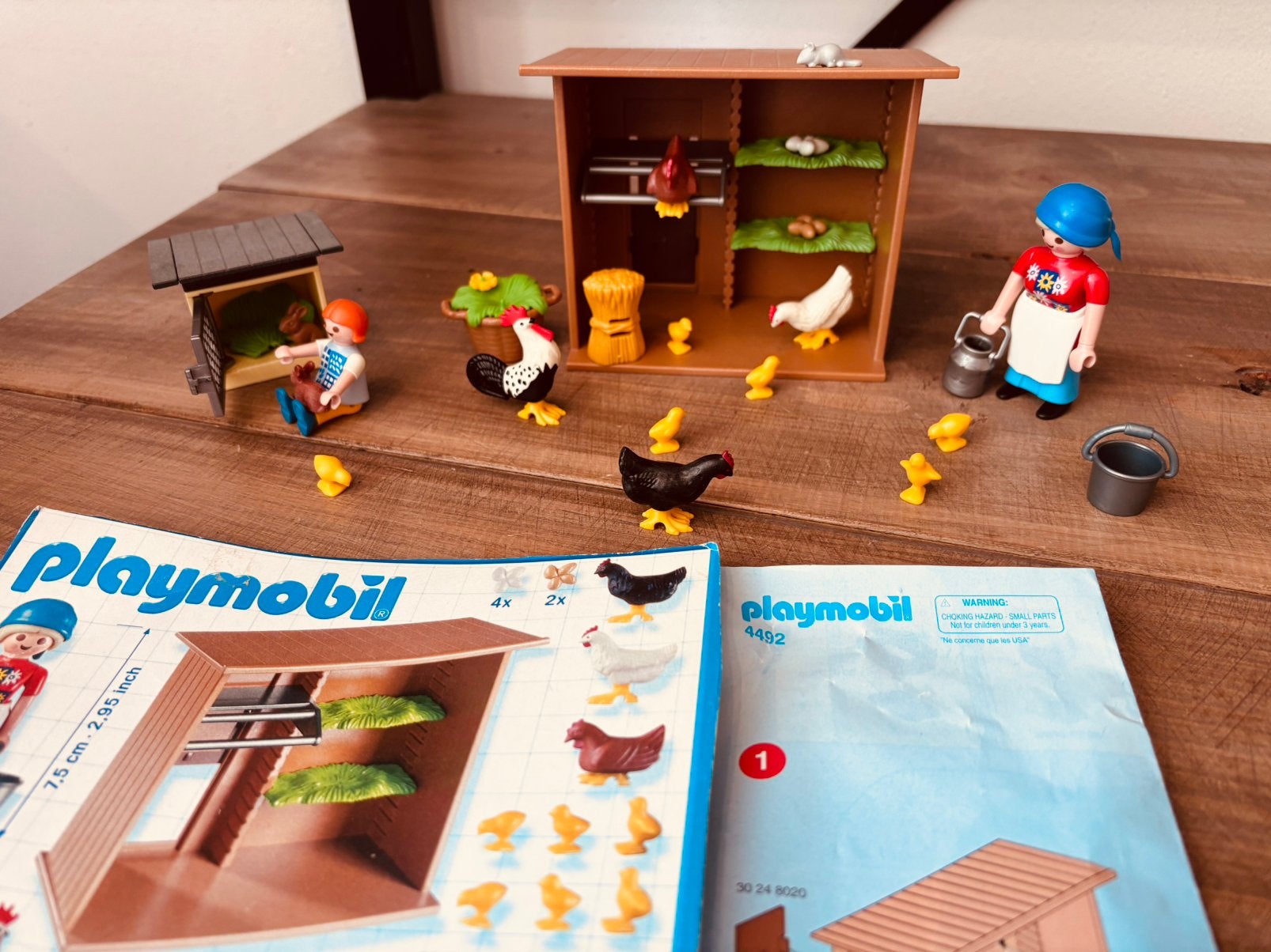 Playmobil 4492 kippenhok met boerin en kippen en extra!!, Ophalen of Verzenden, Gebruikt, Complete set