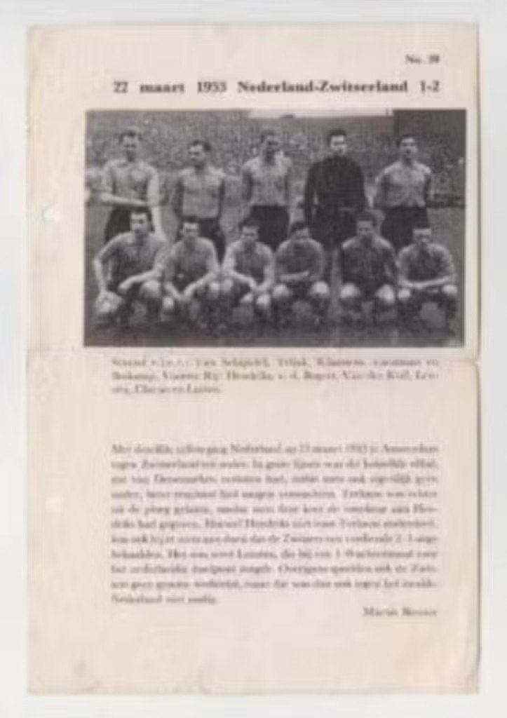 Voetbal Nederlands Elftal 1953 Abe Lenstra Van Schijndel (39, Ophalen of Verzenden