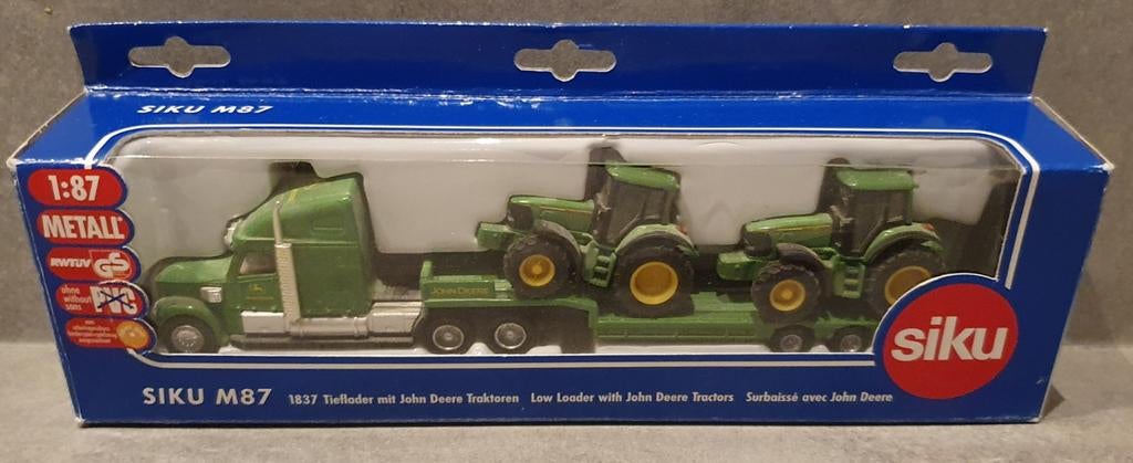 Siku M87 1837 John Deere vrachtwagen met tractoren 1:87, Hobby en Vrije tijd, Modelauto's | 1:87, Ophalen of Verzenden, Zo goed als nieuw