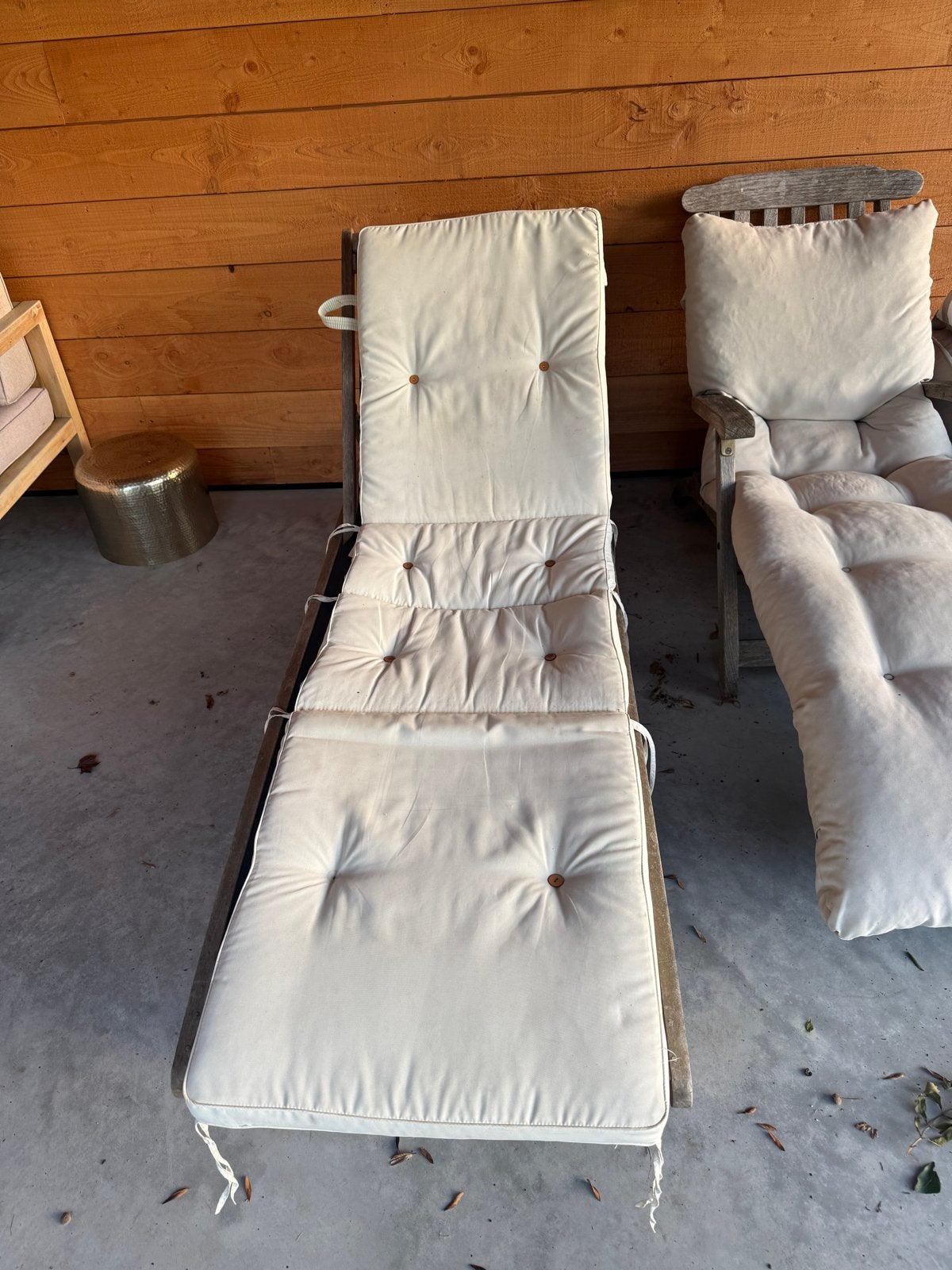 Houten ligstoel met comfortabel kussen, Ophalen, Gebruikt