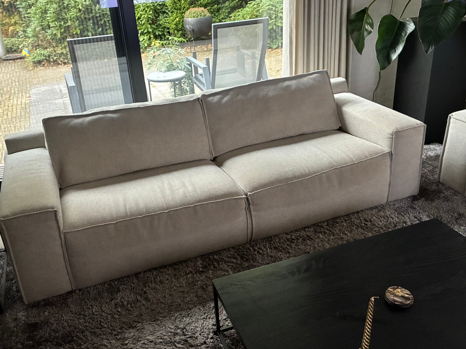 Drie zits bank gemêleerd, stof, off-white, 2 stuks, Ophalen, Gebruikt, Driepersoons, 75 tot 100 cm